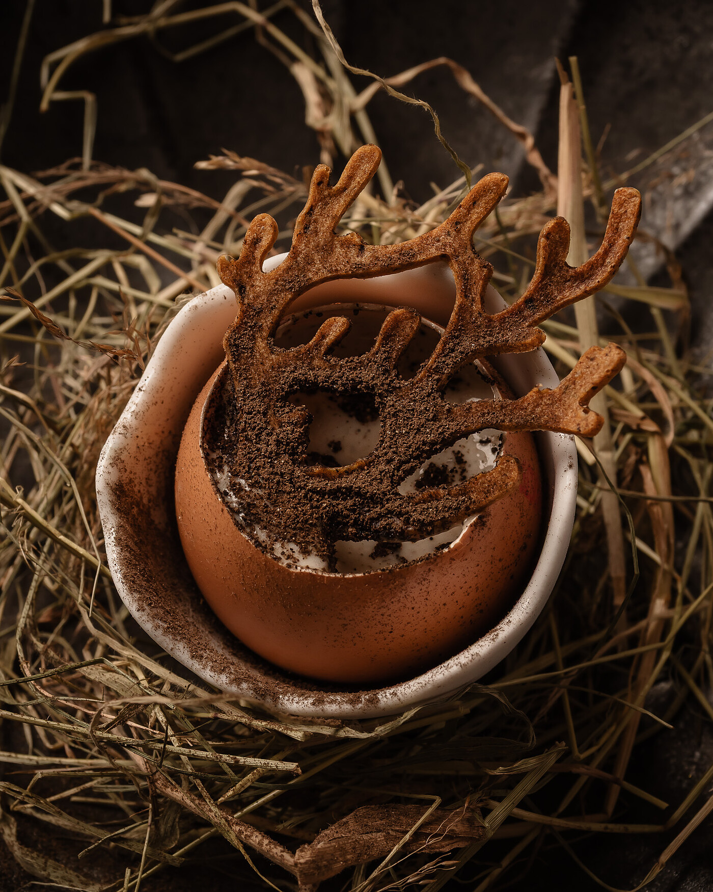 Postre de chocolate y cuernos de ciervo — cocina de autor del chef Loucas Mengal