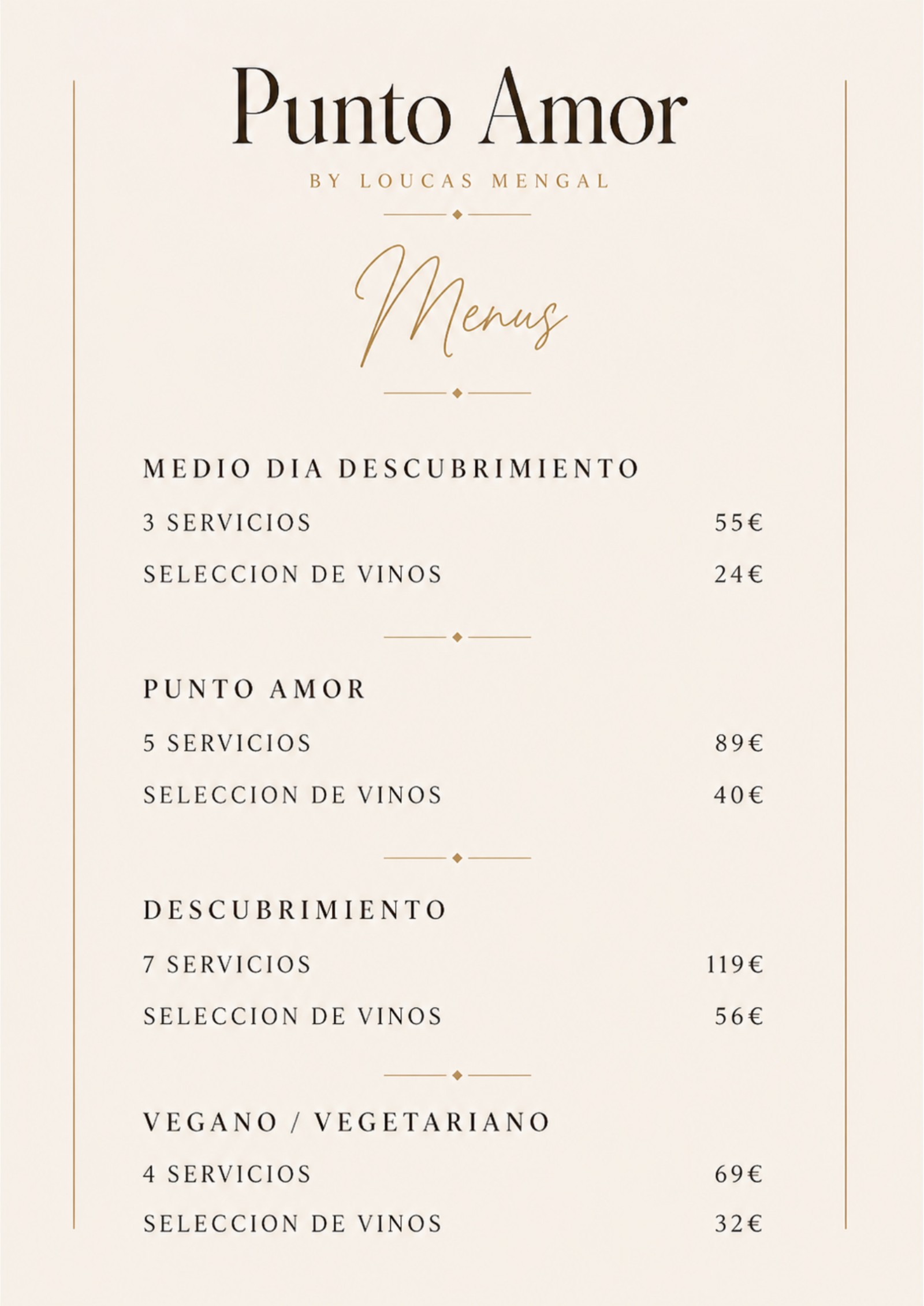 Punto Amor — Menus dégustation